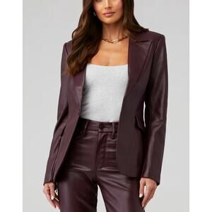 Good American Sculpted Blazer Jacket Malbec Faux Leather Size Large NWT Dressy